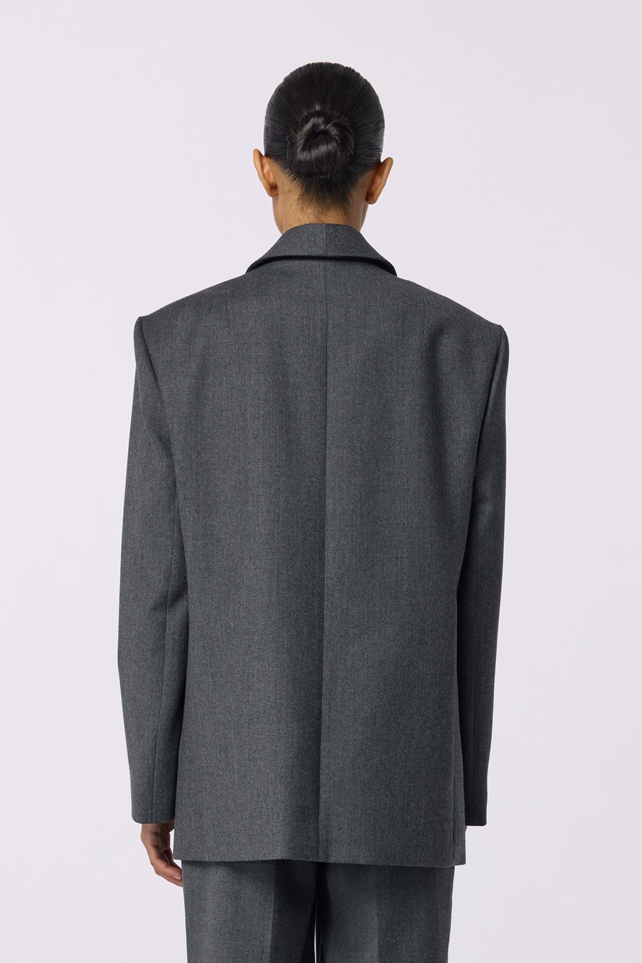 Oversized double-breasted wool blazer with shoulder pads - Photo 2