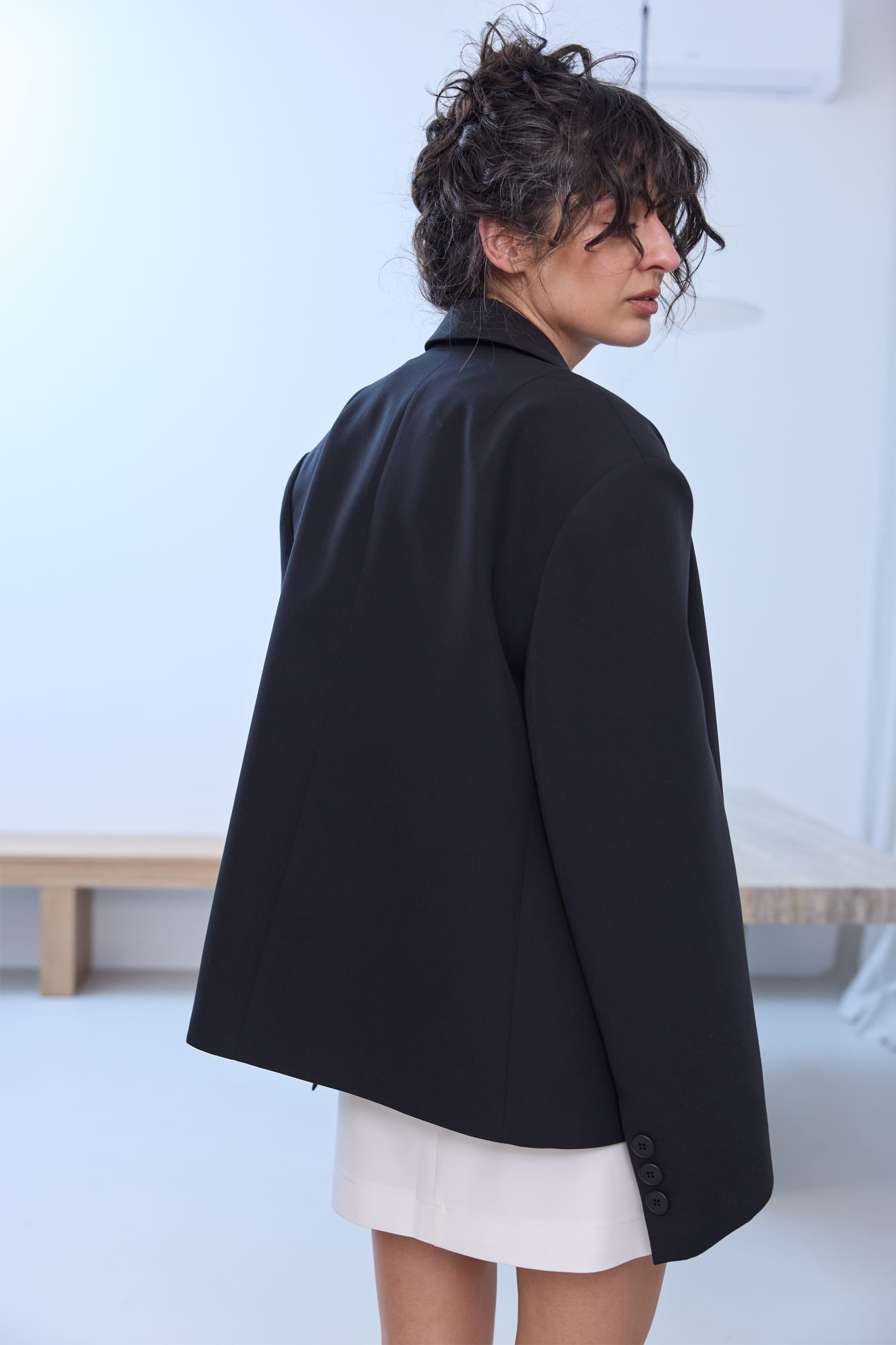 Blazer en coton oversize avec petit triangle - WWT-J1035-2-11 - Photo 2