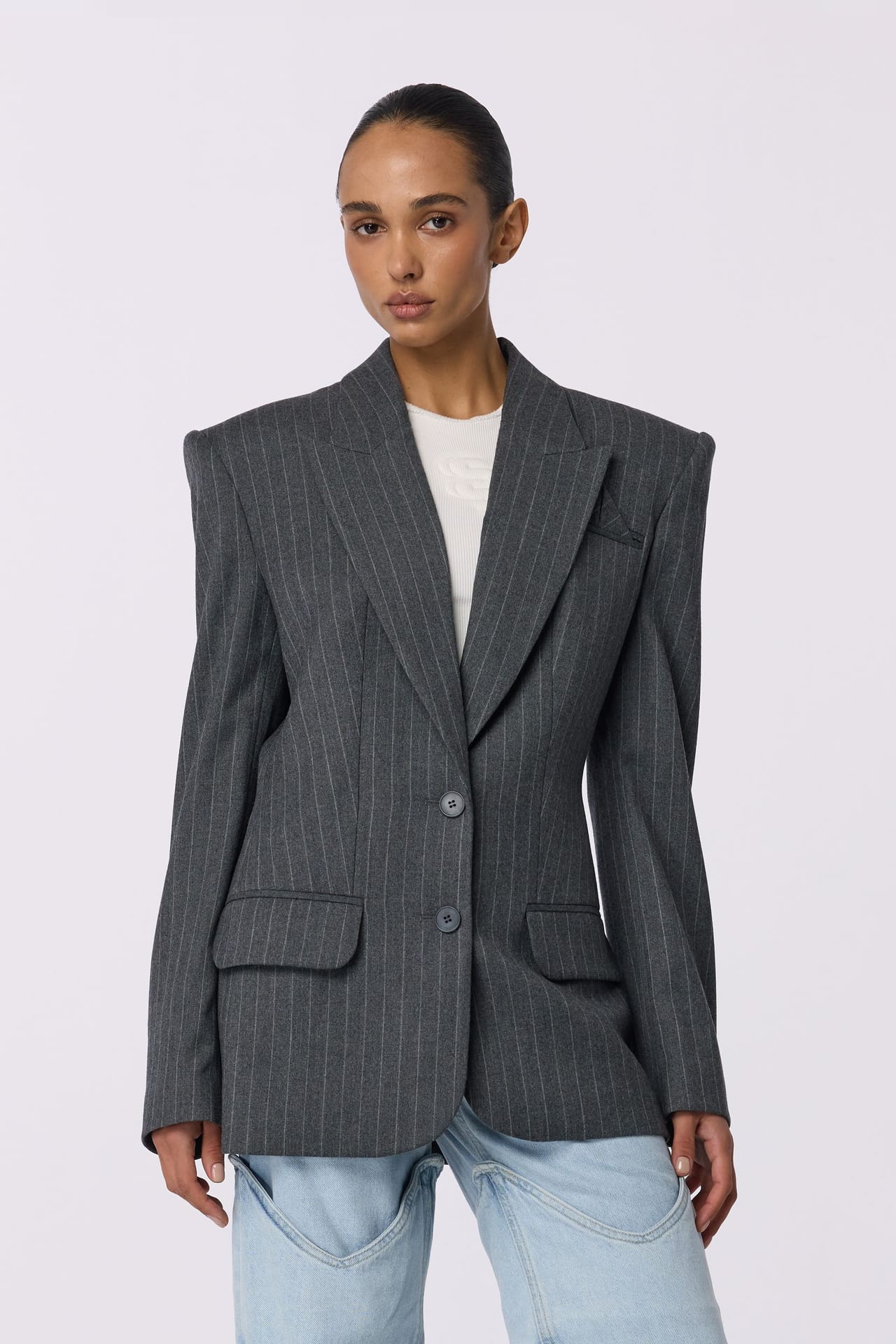Veste en laine cintrée à un bouton - Photo 1