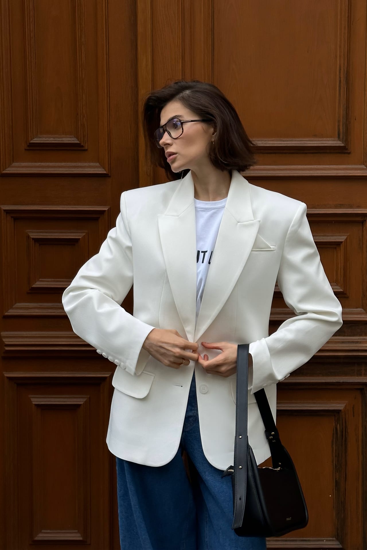 Blazer cintrée en coton à un bouton - Photo 3