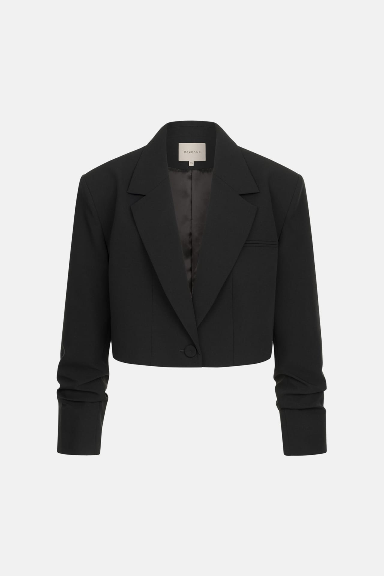 Cropped cotton jacket with gathered sleeves - Photo 1