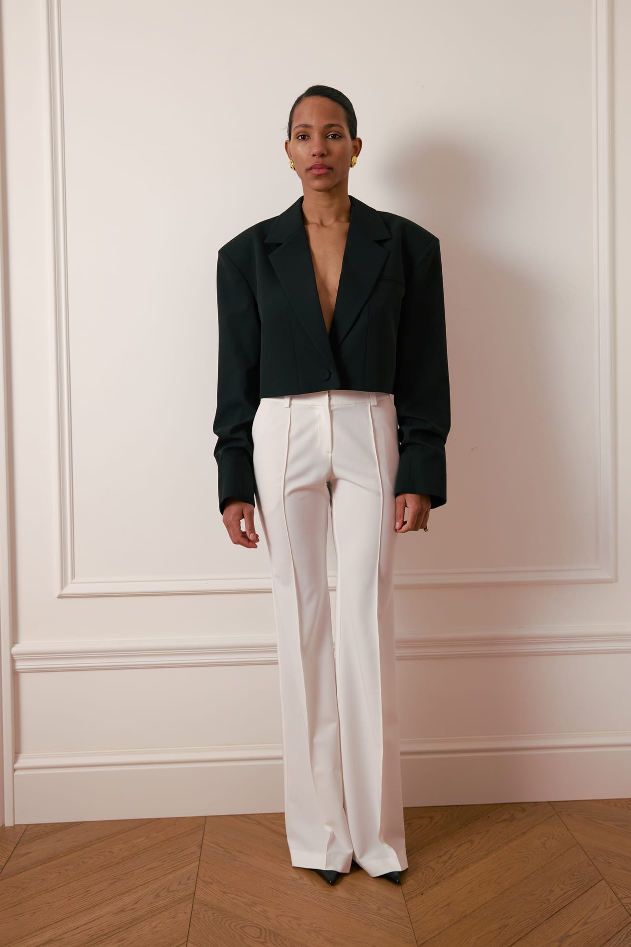 Cropped cotton jacket with gathered sleeves - Photo 3