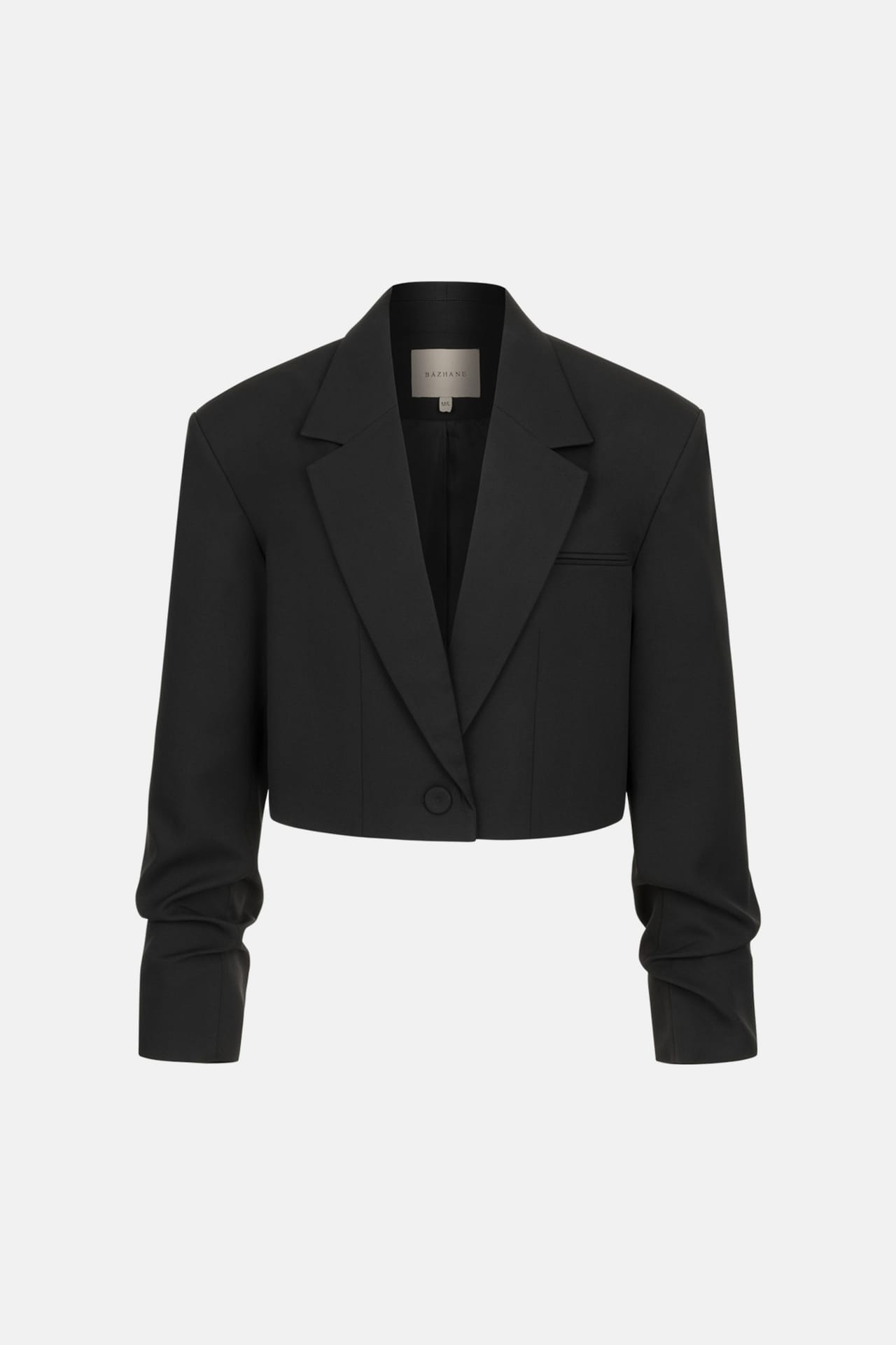 Cropped wool blazer with gathered sleeves - Photo 1