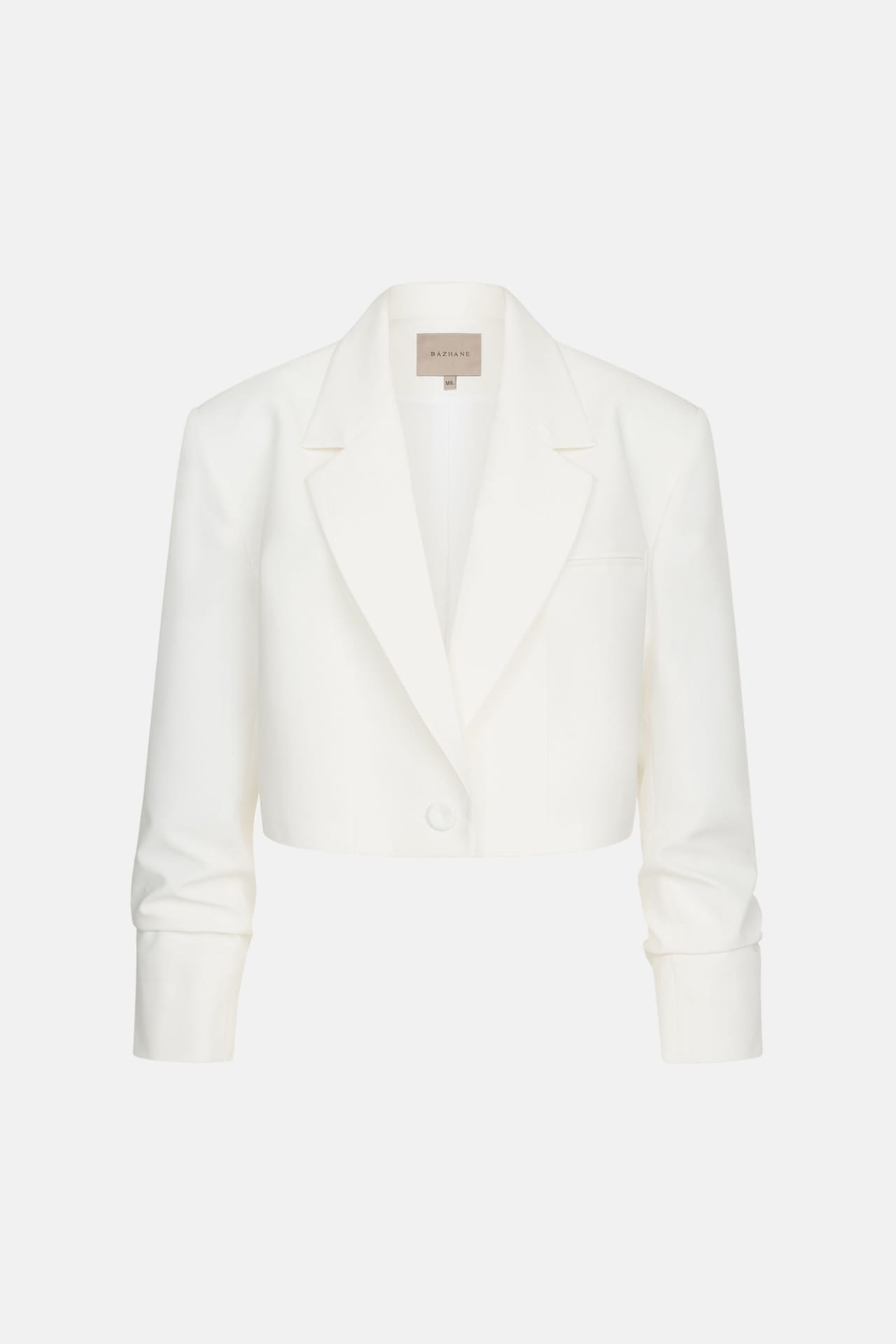 Blazer crop en coton avec fronces sur la manche - Photo 1