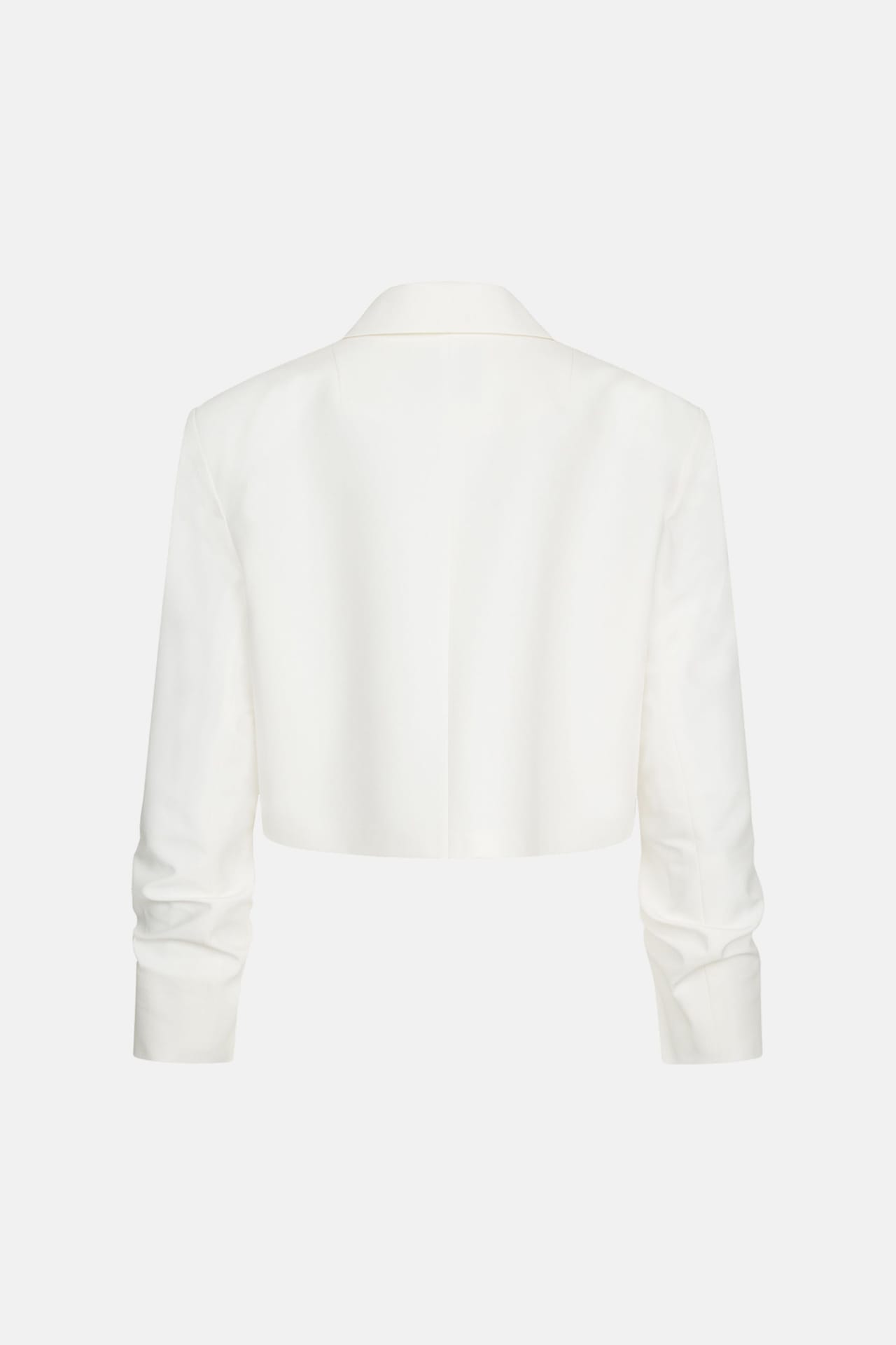 Blazer crop en coton avec fronces sur la manche - Photo 2