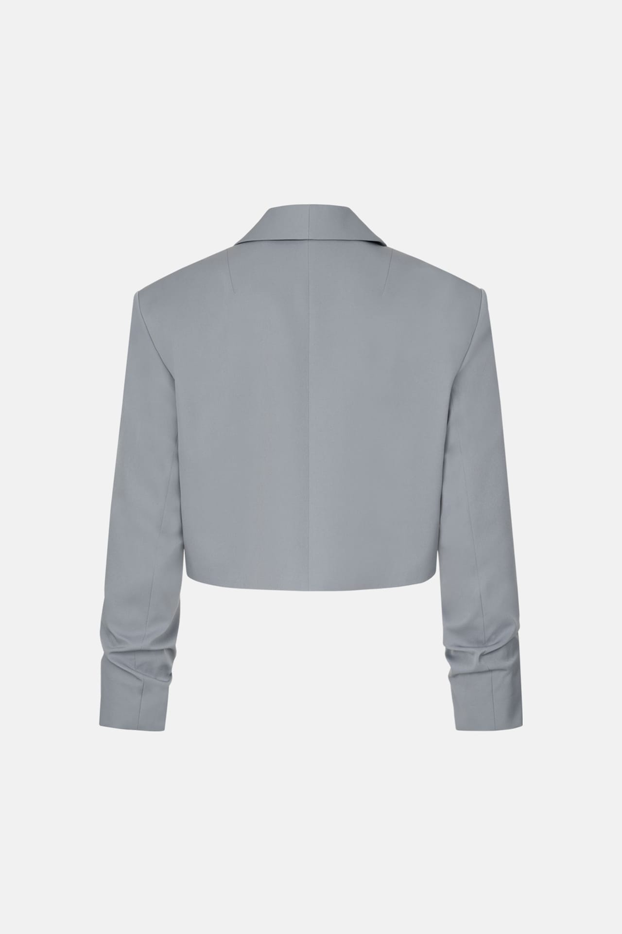 Blazer crop en coton avec fronces sur la manche - Photo 2