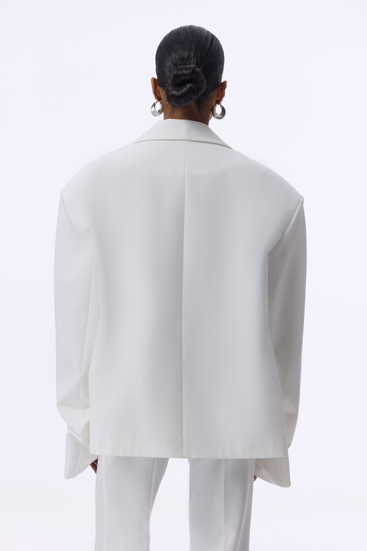 Blazer oversize en coton avec fronces sur les manches - Photo 2