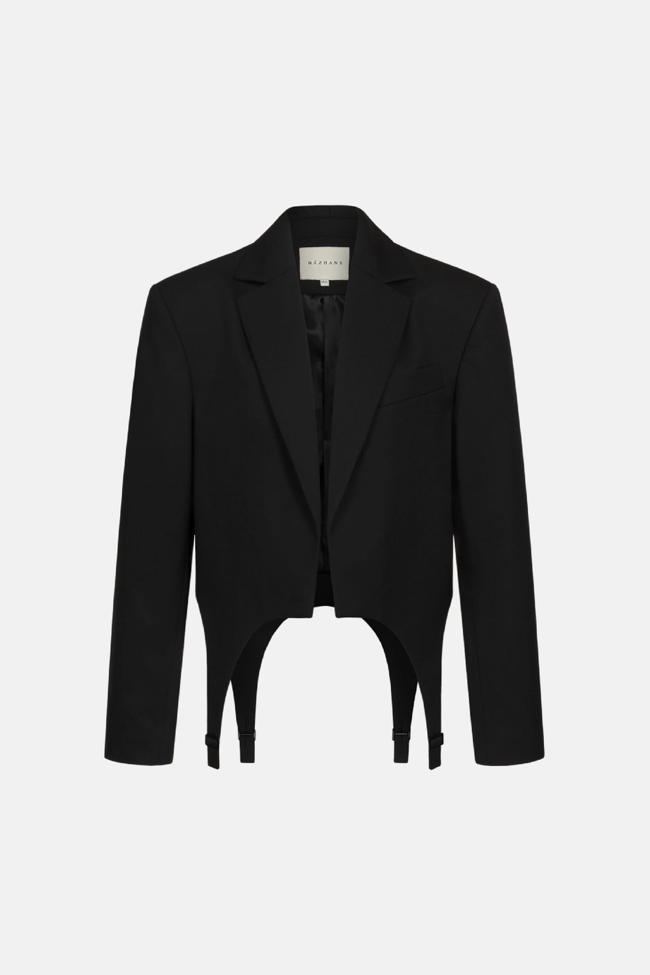 Cropped wool blazer with garter straps - Photo 3