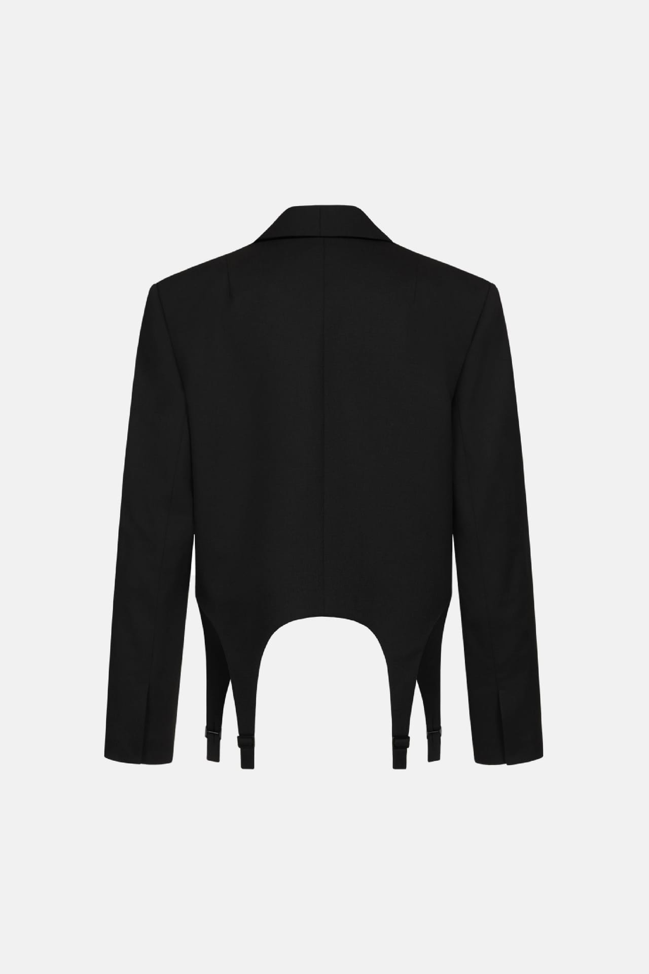 Cropped wool blazer with garter straps - Photo 4