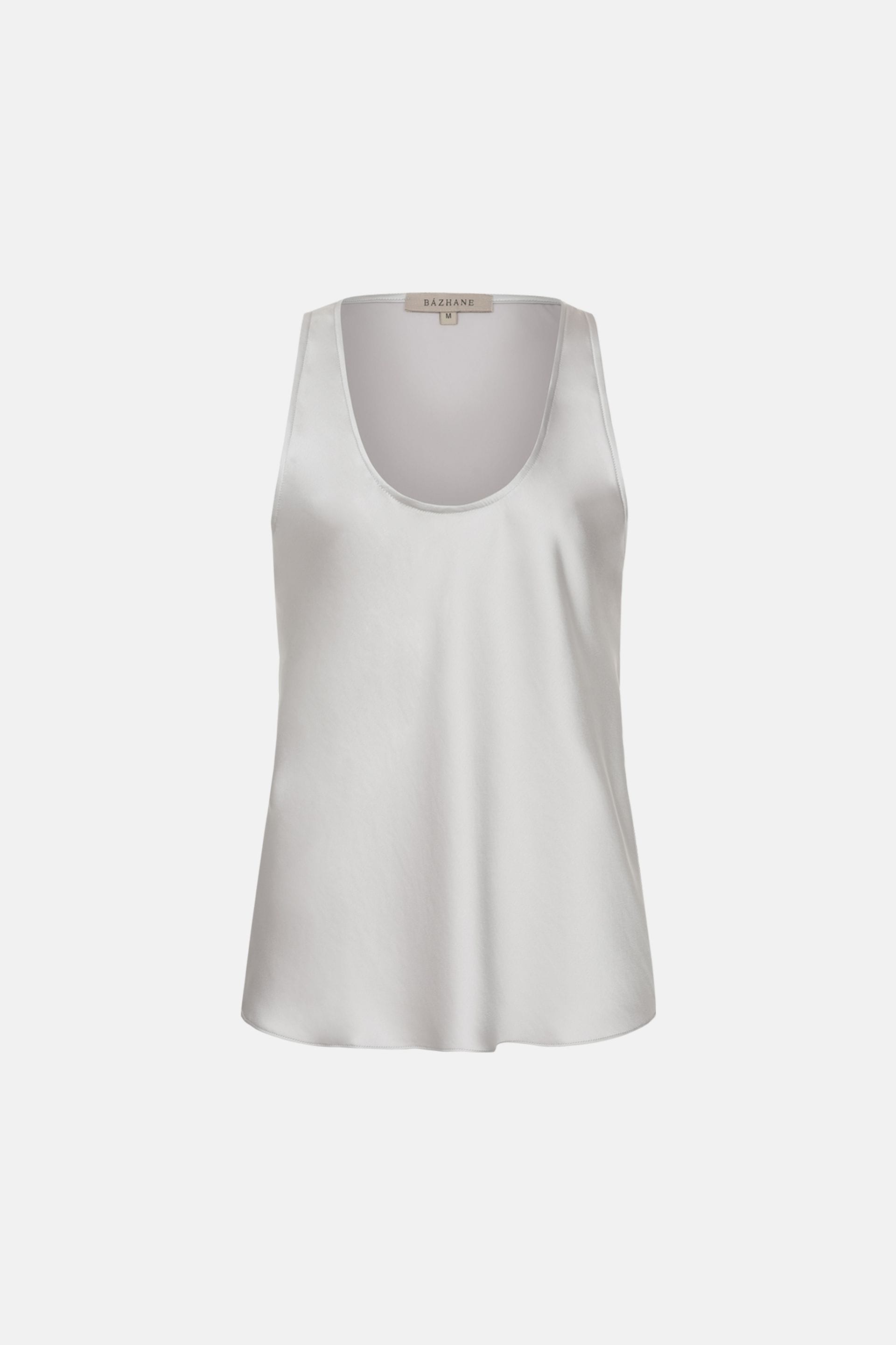 Satin top with a deep neckline - WWT-T8512-7-6 - Photo 1