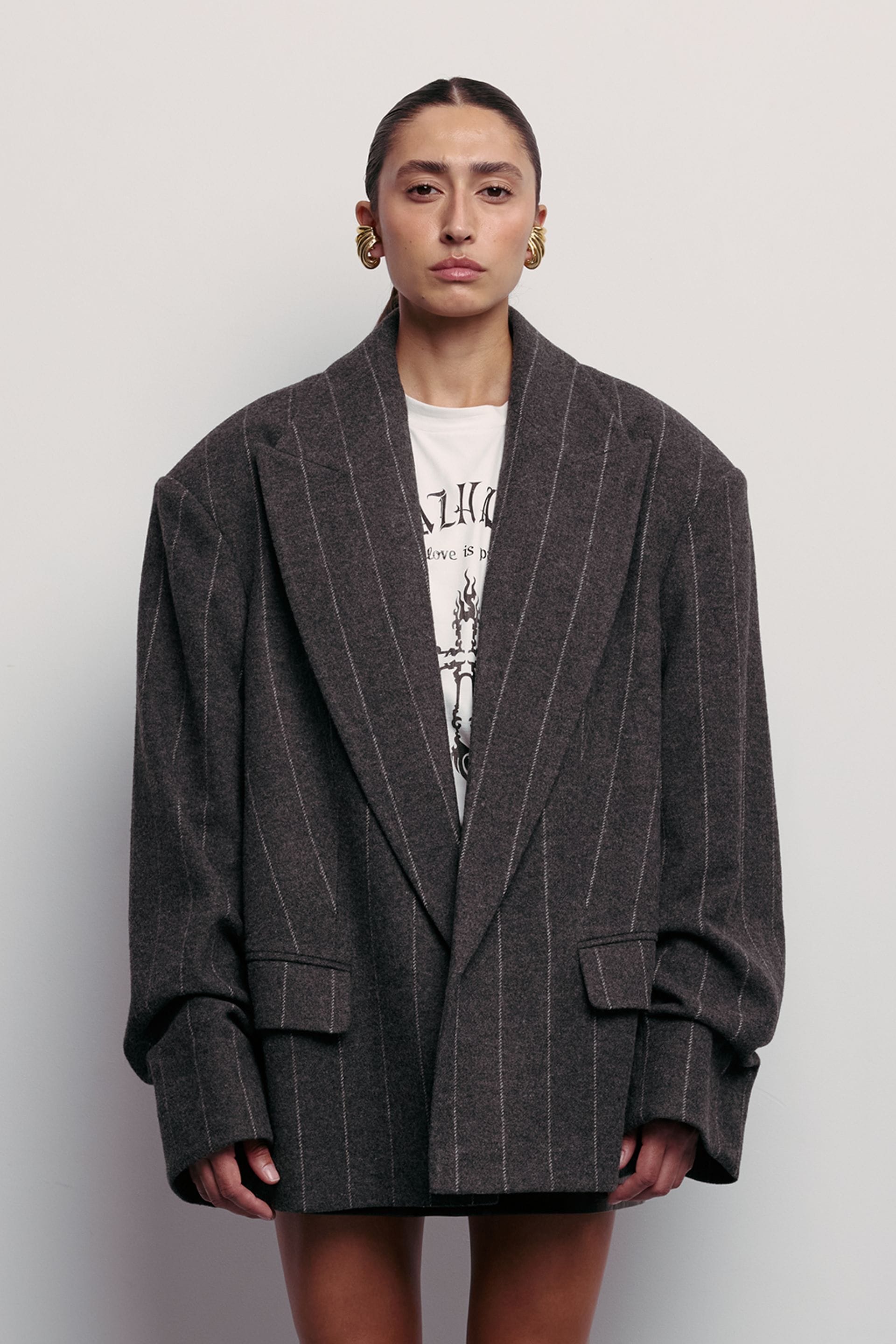 Manteau-veste oversize avec fronces sur la manche - WWU-JC1083-10-5 - Photo 1