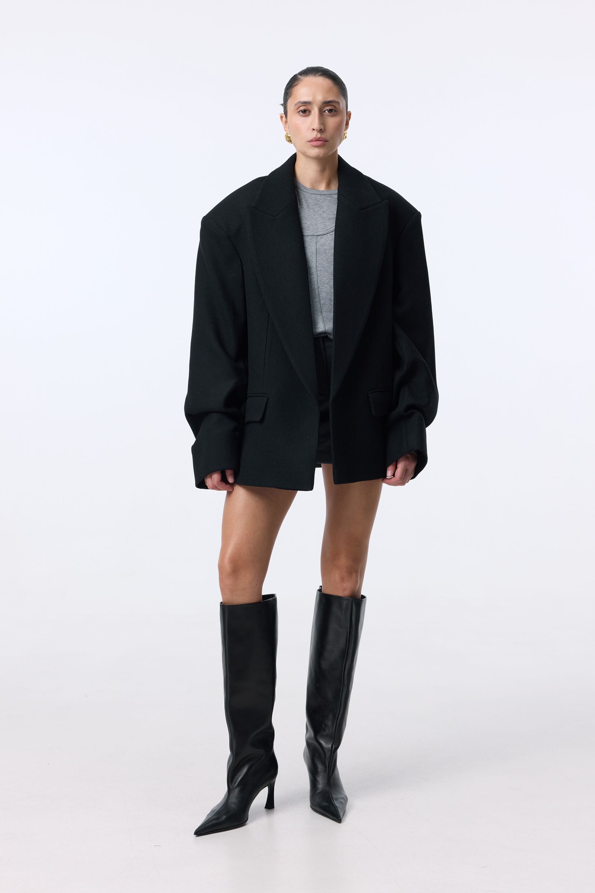 Manteau-veste oversize avec fronces sur la manche - WWU-JC1083-2-25 - Photo 1
