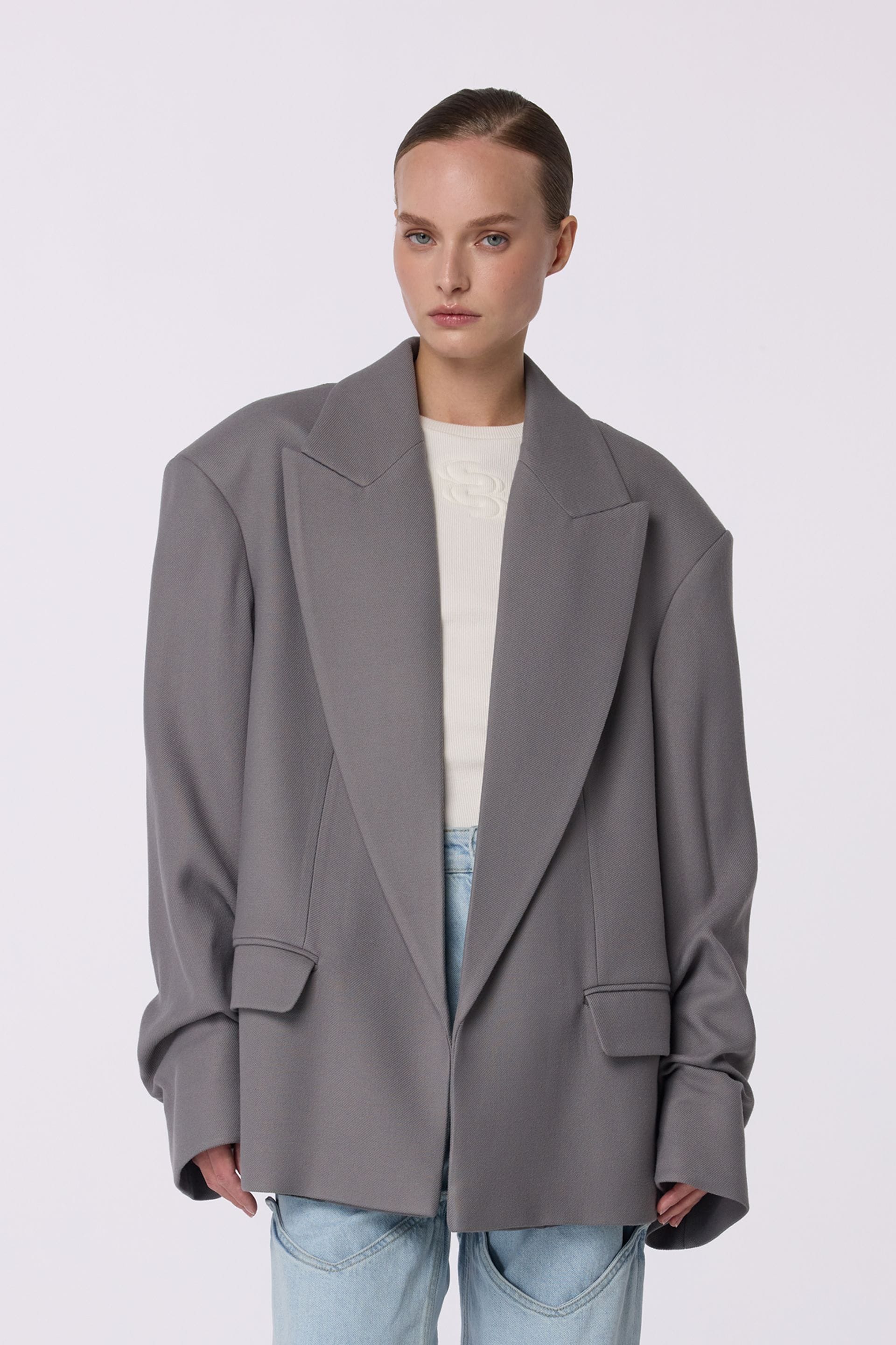 Coat-jacket with gathered sleeves - WWU-JC1083-9-38 - Photo 1