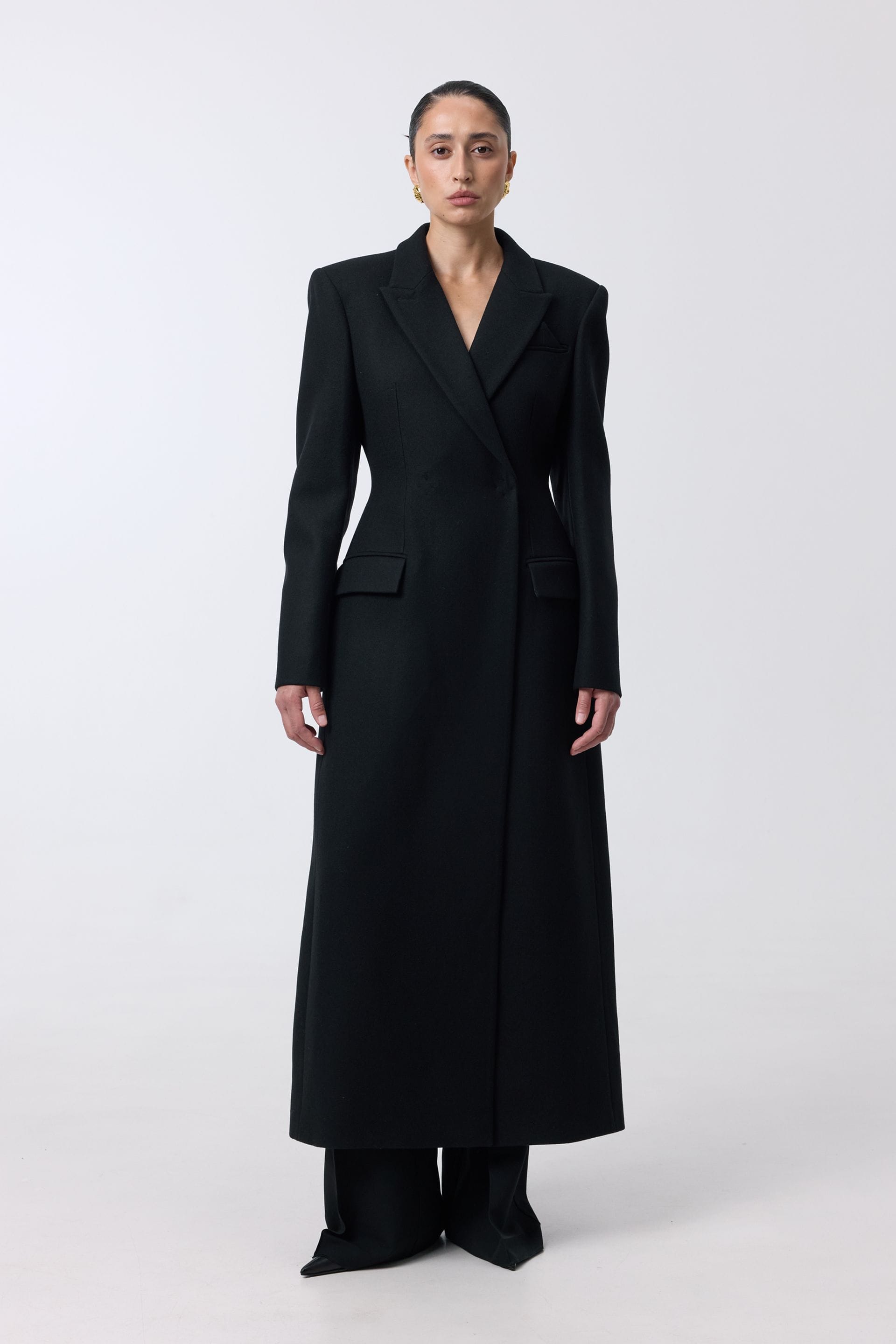 Fitted coat with accent shoulders - WWU-OC1036-2-25-130 - Photo 1