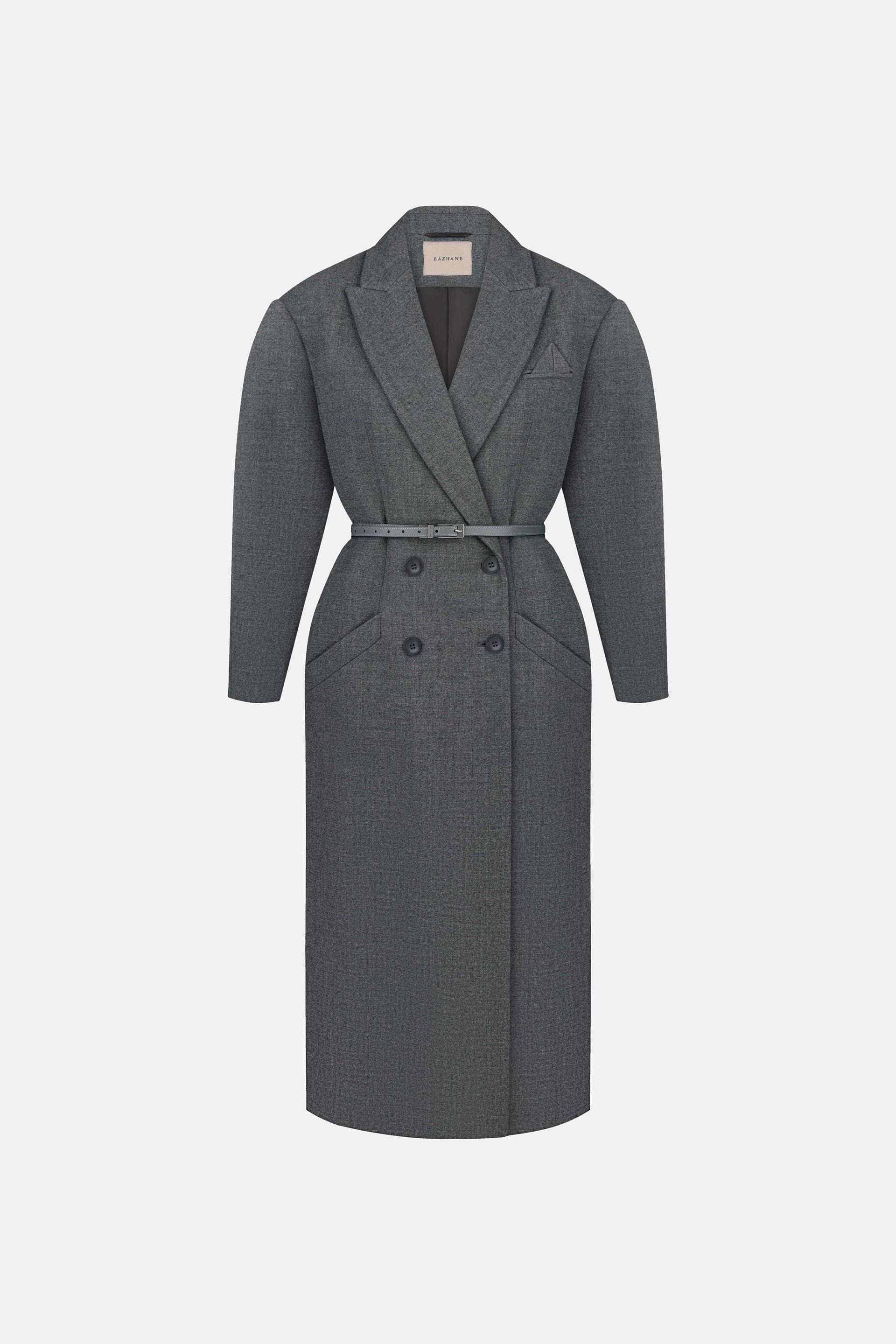 Double-breasted coat with accent shoulders - WWU-OC1037-9-106 - Photo 3