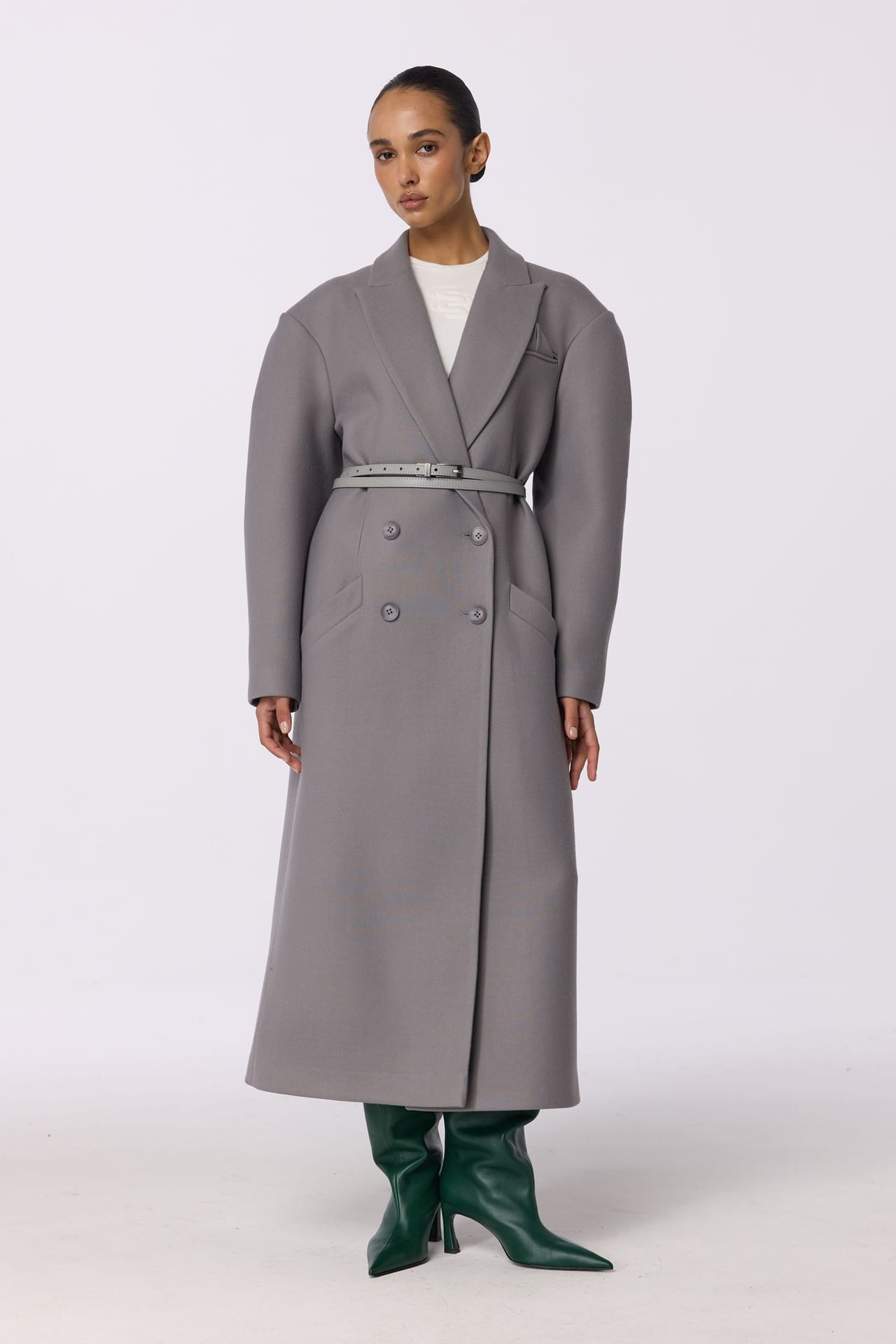 Double-breasted coat with accent shoulders - Photo 3