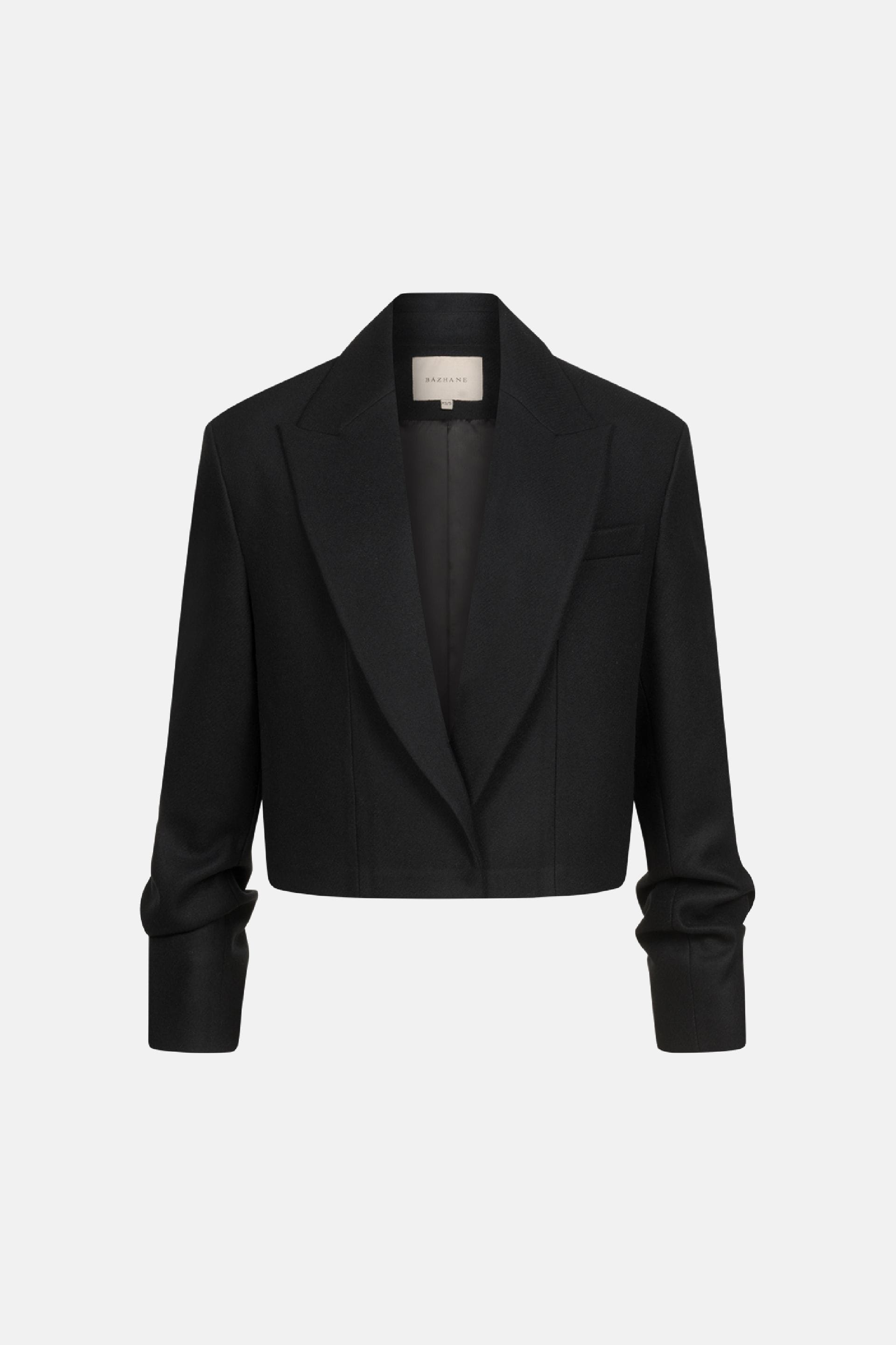 Cropped coat with gathered sleeves - WWU-OC1057-2-80 - Photo 3