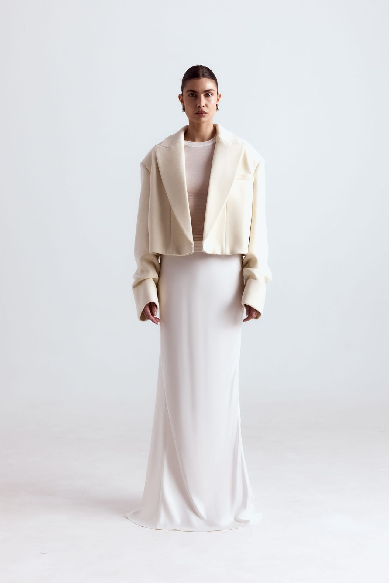 Cropped coat with gathered sleeves - Photo 3