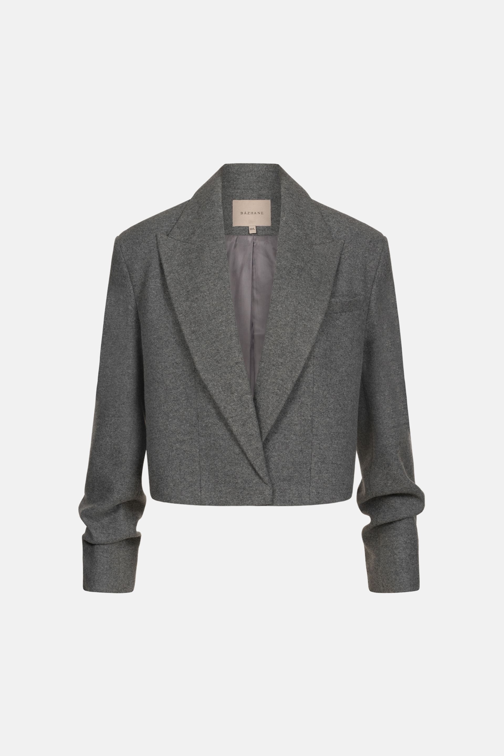 Cropped coat with a gathering on the sleeve - WWU-OC1057-7-5 - Photo 3