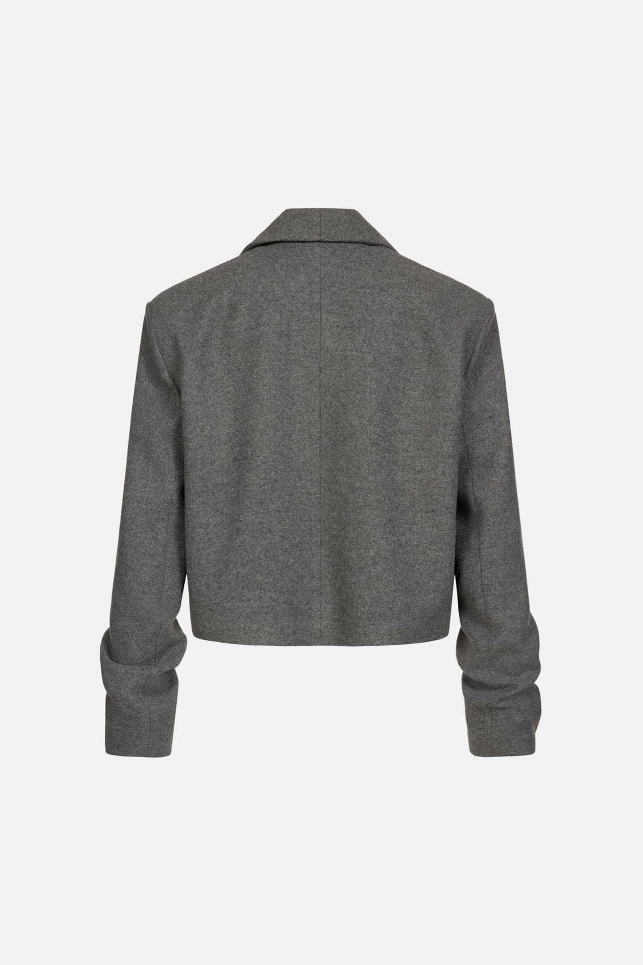 Cropped coat with a gathering on the sleeve - Photo 2