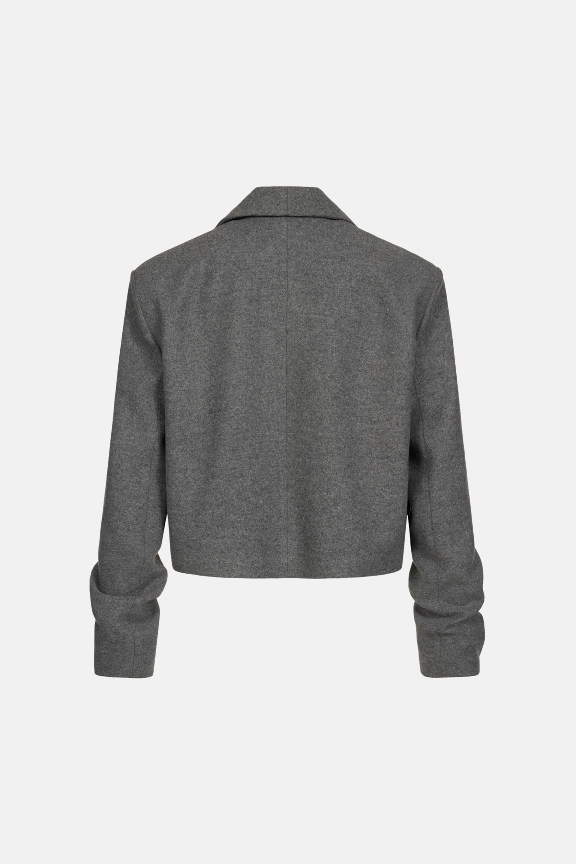 Cropped coat with a gathering on the sleeve - WWU-OC1057-7-5 - Photo 4