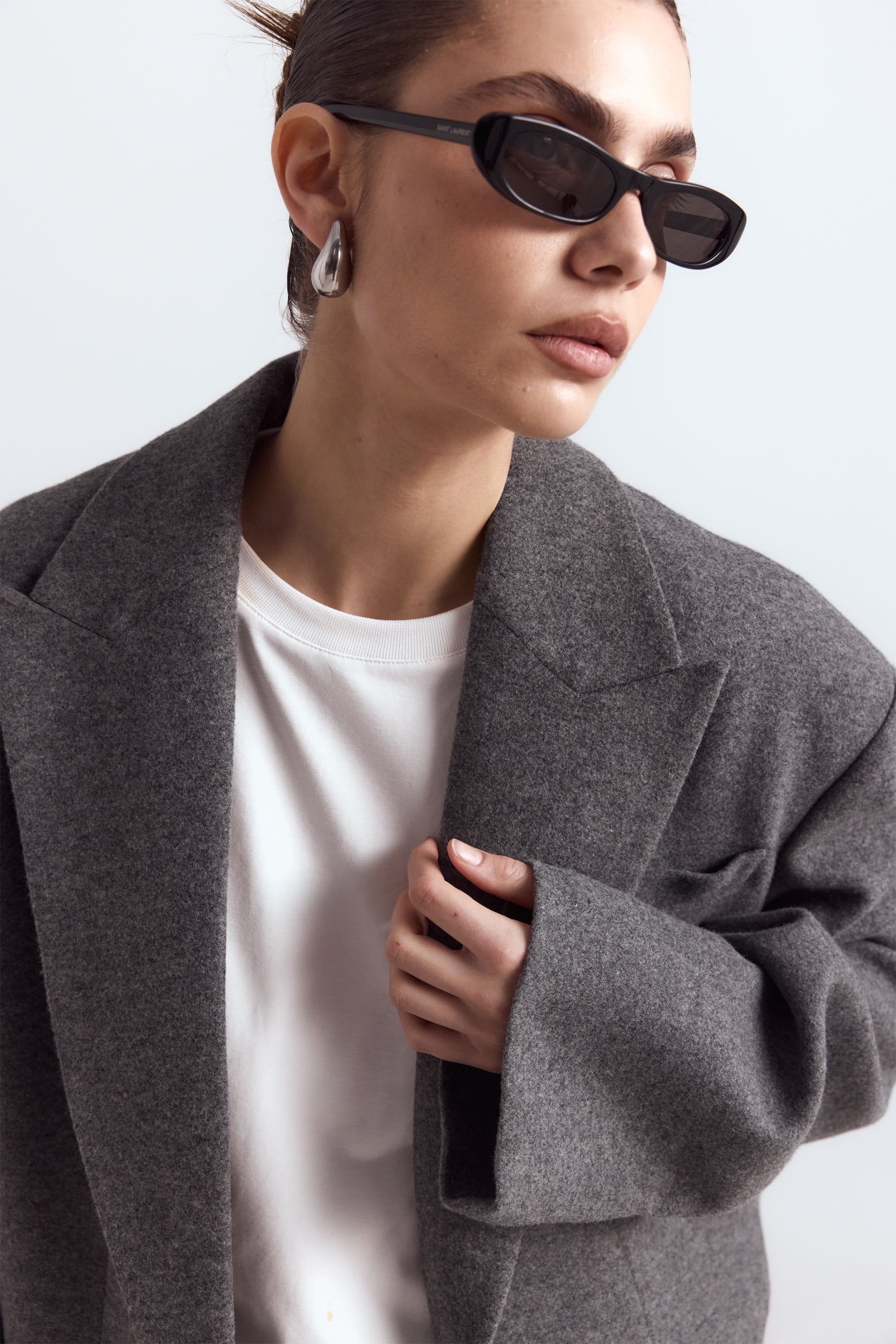 Cropped coat with a gathering on the sleeve - WWU-OC1057-7-5 - Photo 5