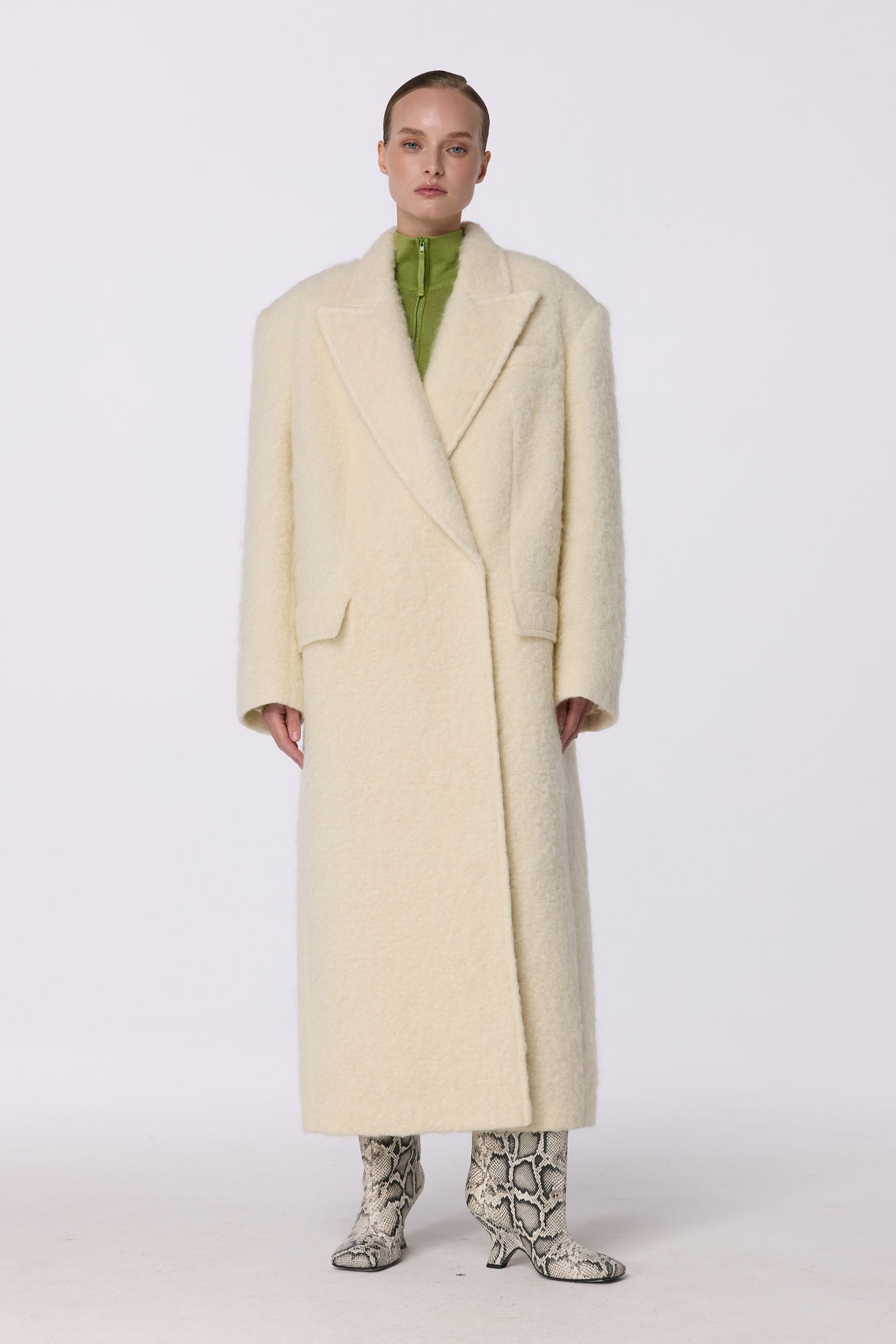 Manteau oversize à la coupe droite en alpaga - WWU-OC108-3-29 - Photo 1