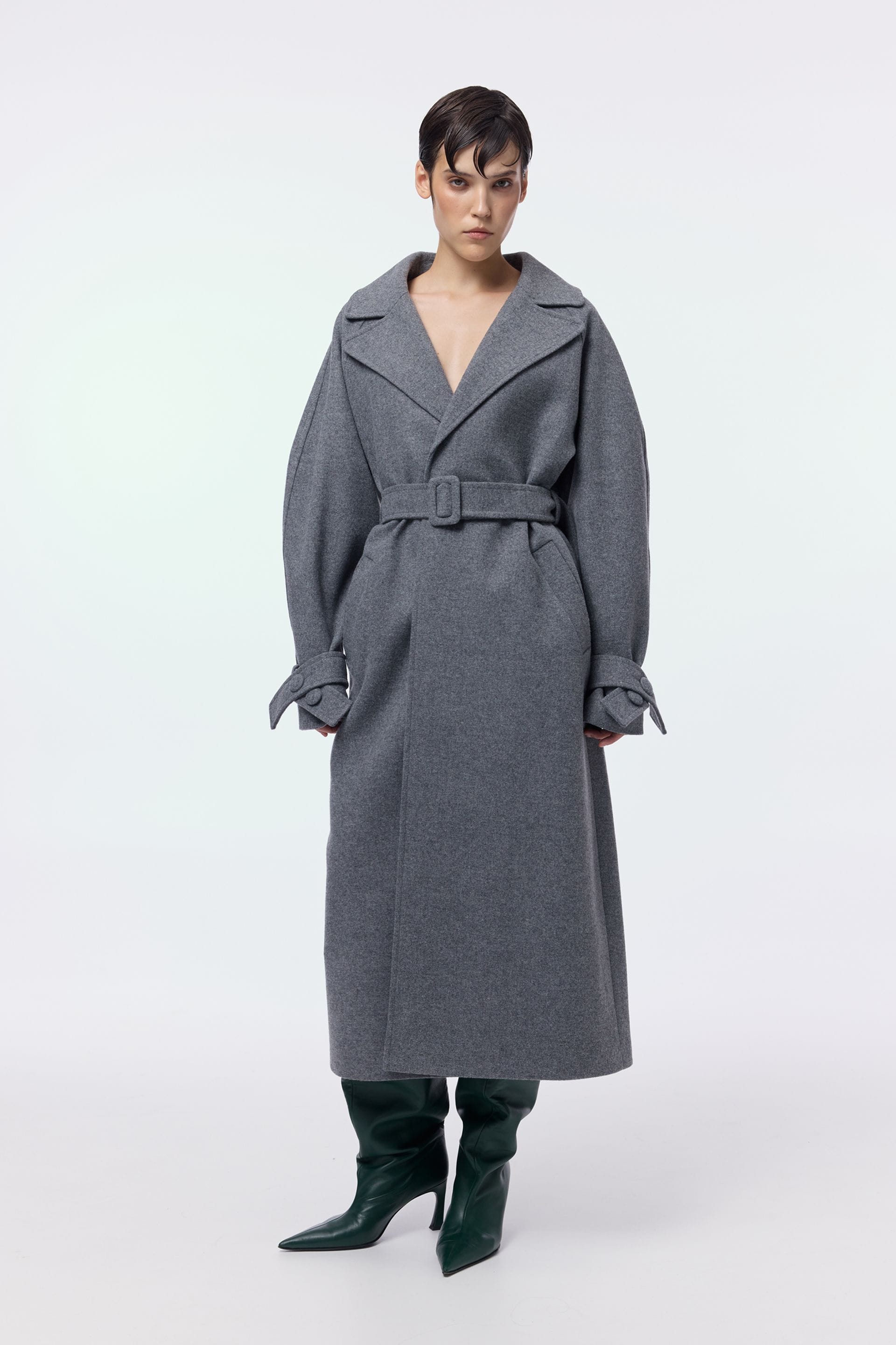 Maxi coat with dropped sleeves - WWU-OC110-7-5 - Photo 1