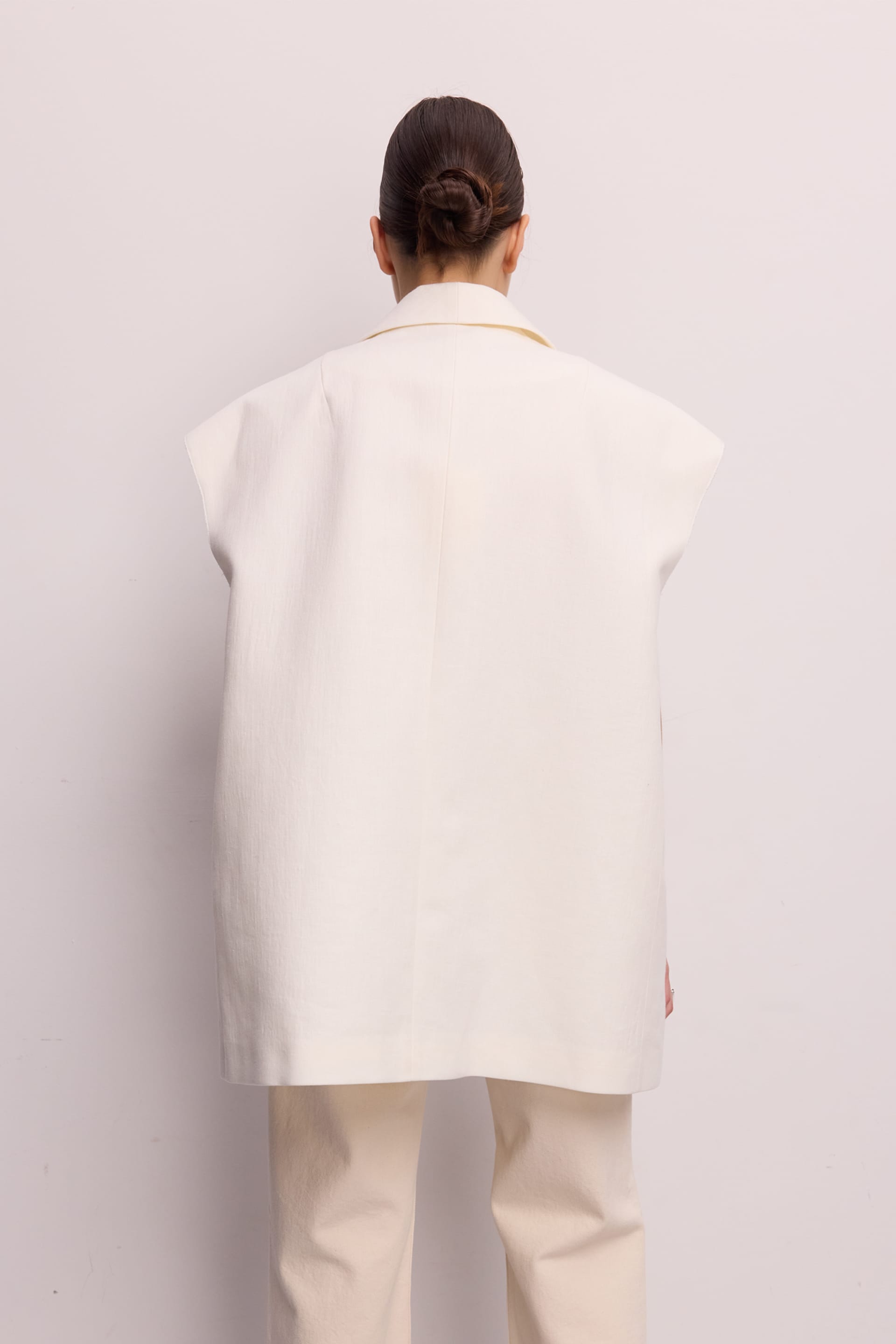 Gilet oversize en lin - WWU-VS1079-3-14 - Photo 2