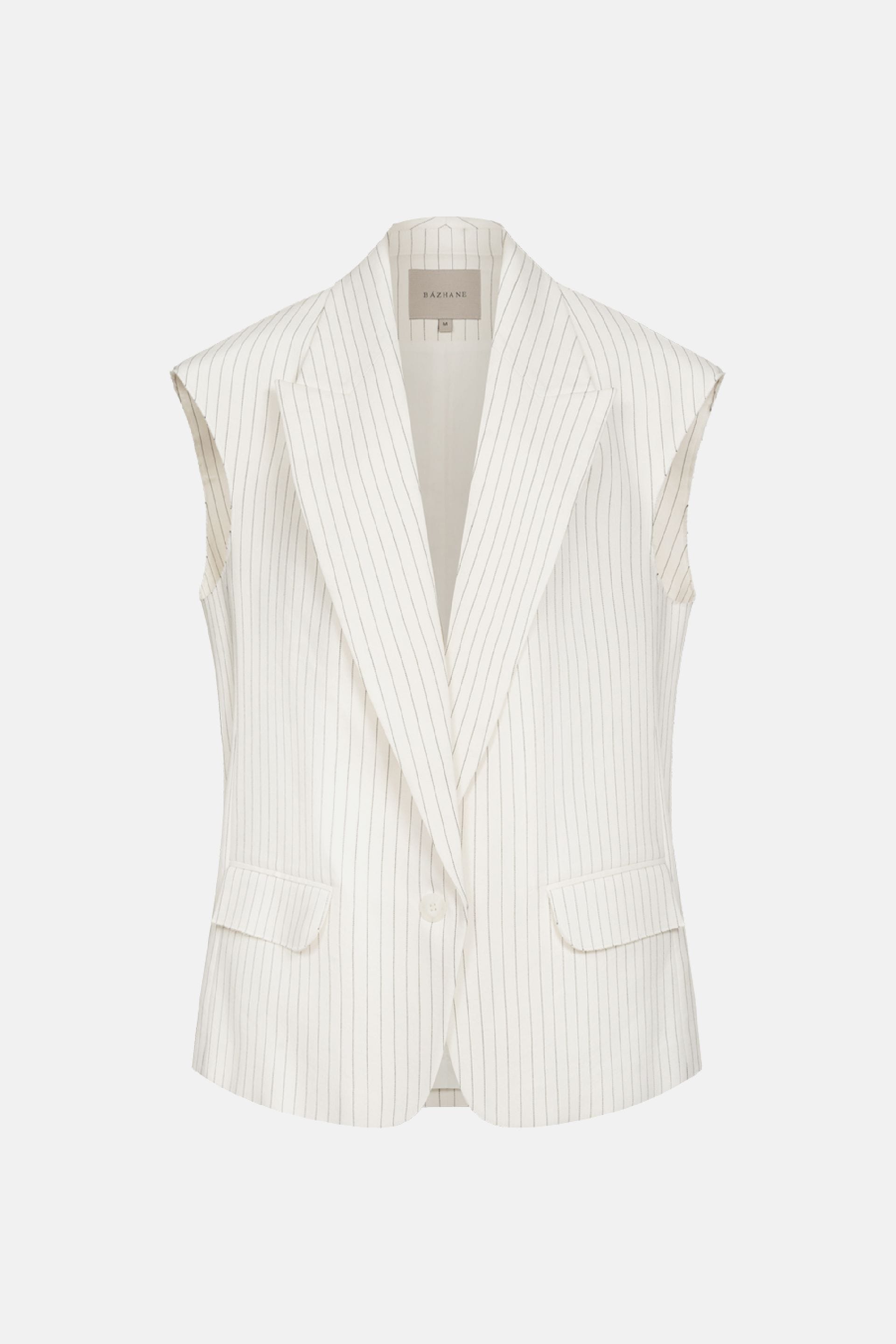 Gilet oversize en lin - WWU-VS1079-4-8 - Photo 1
