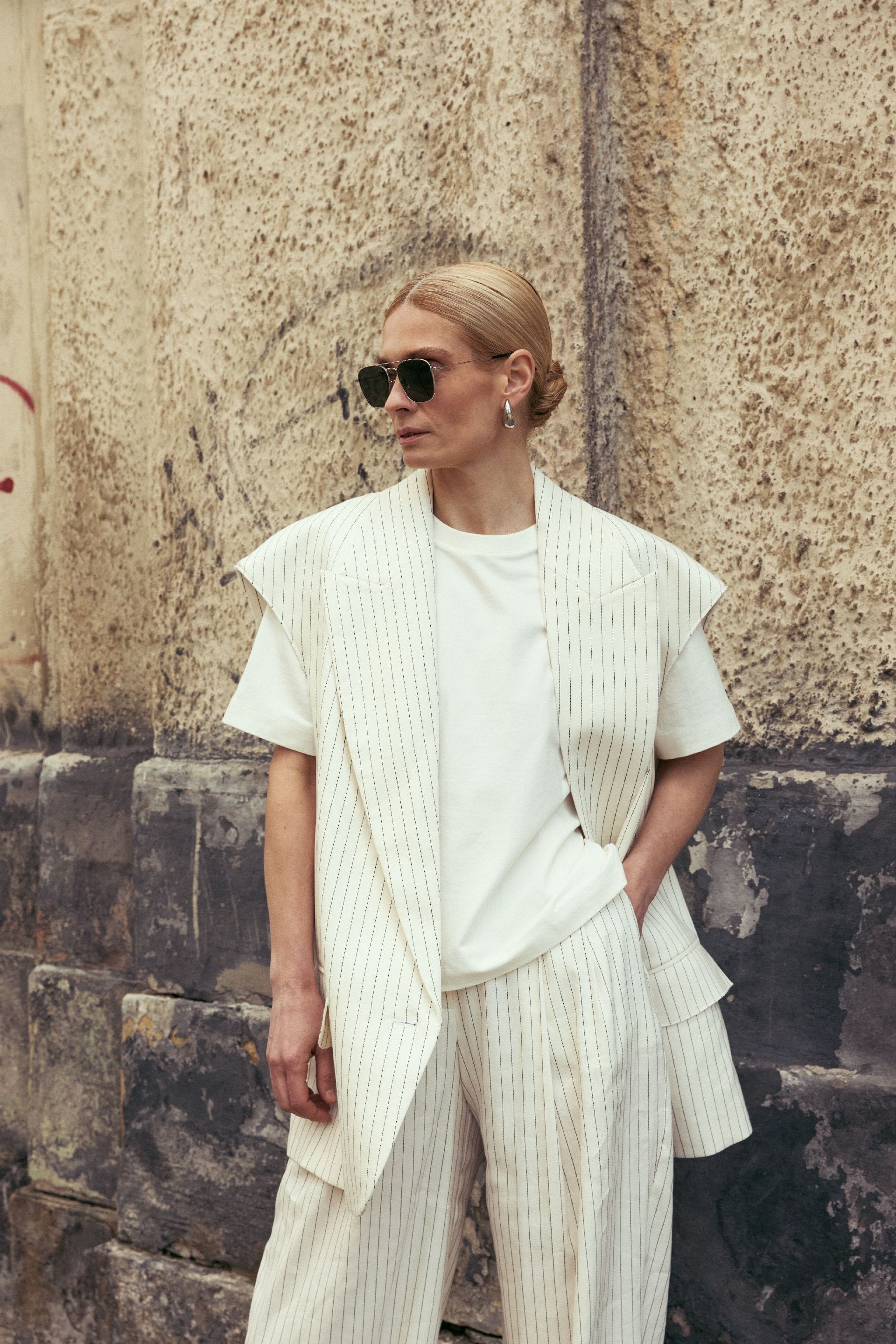 Gilet oversize en lin - WWU-VS1079-4-8 - Photo 3