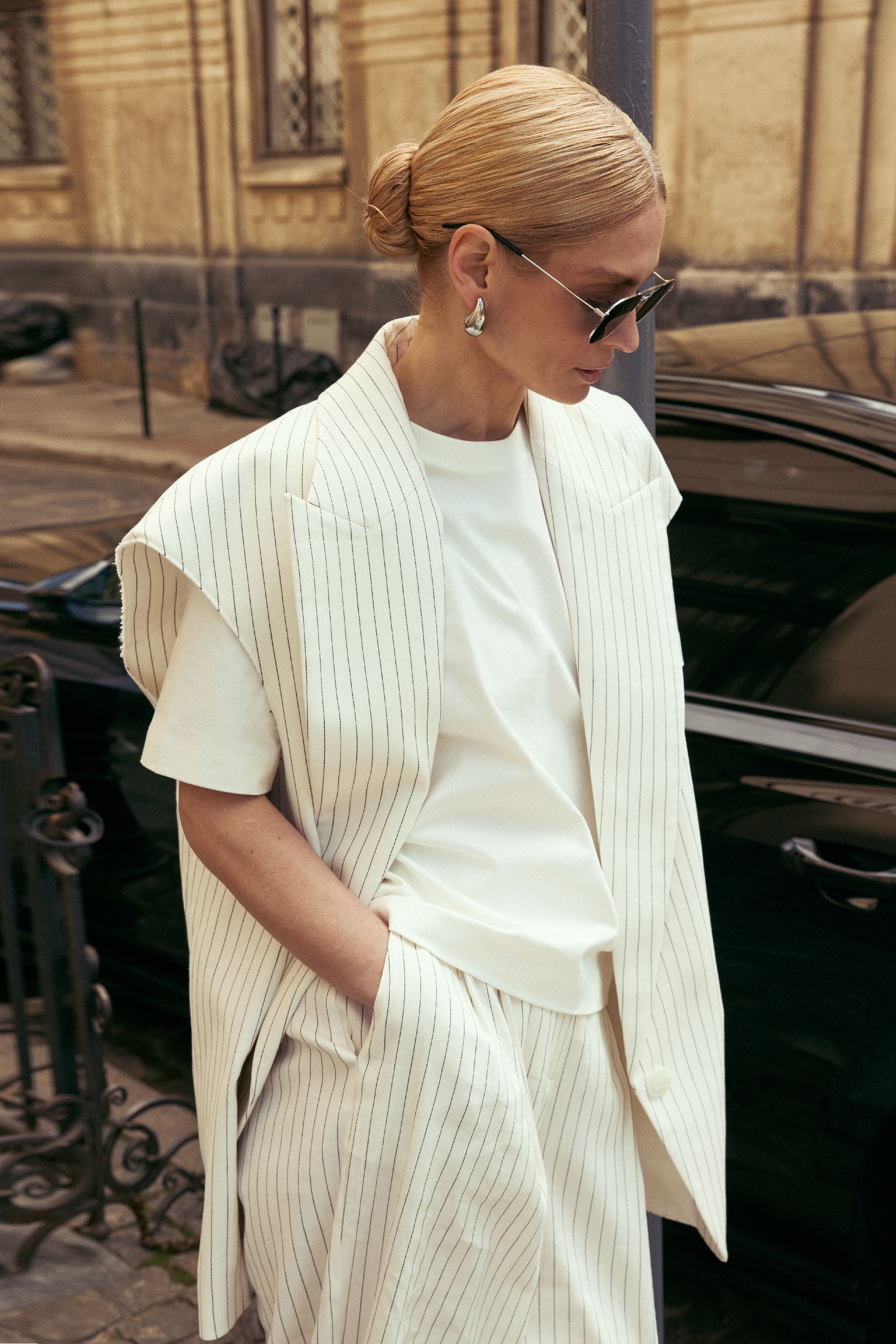 Gilet oversize en lin - WWU-VS1079-4-8 - Photo 5