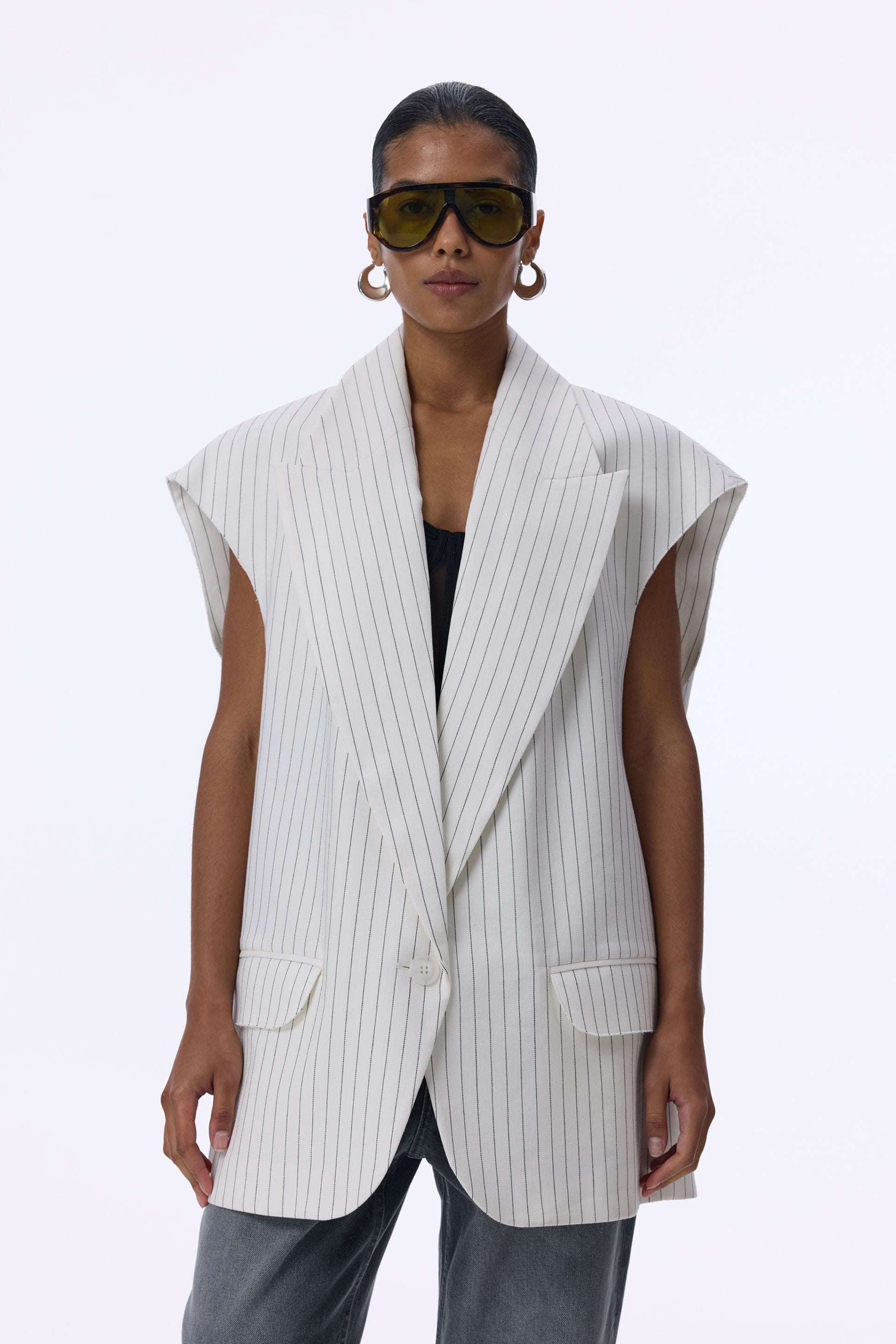 Gilet oversize en lin - WWU-VS1079-4-8 - Photo 1