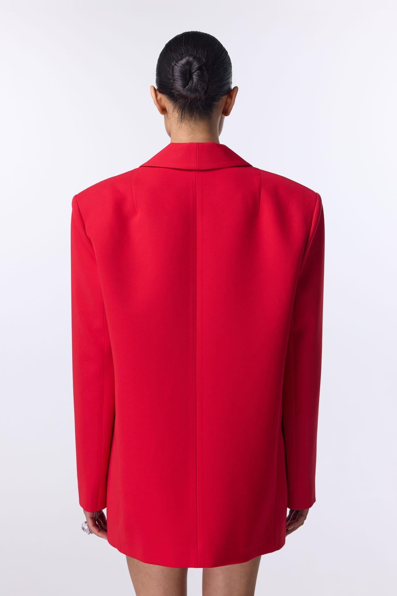 Zoom in - Oversized double-breasted cotton blazer with shoulder pads Oversized double-breasted cotton blazer with shoulder pads - Photo 3