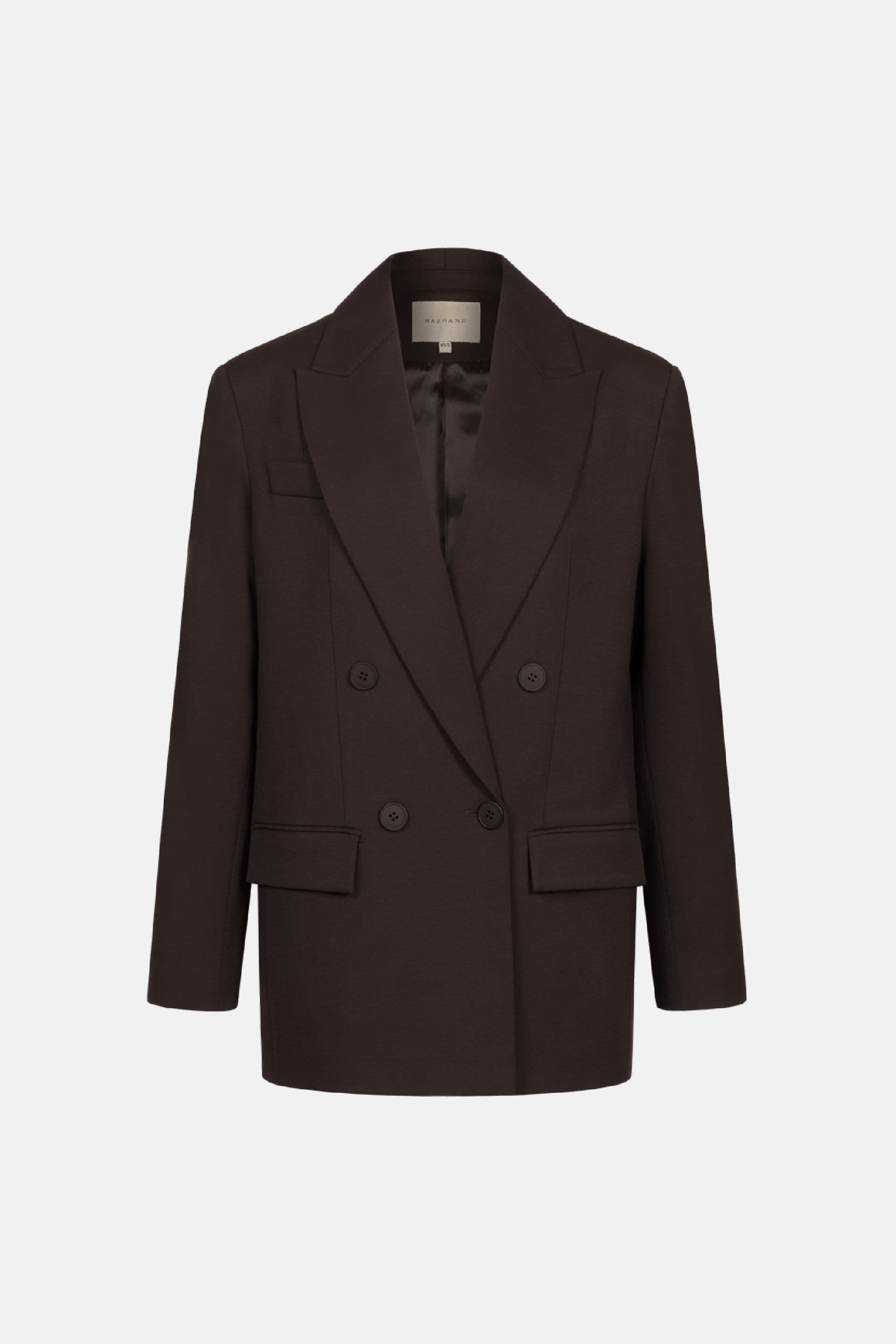 Oversized double-breasted wool jacket with shoulder pads image