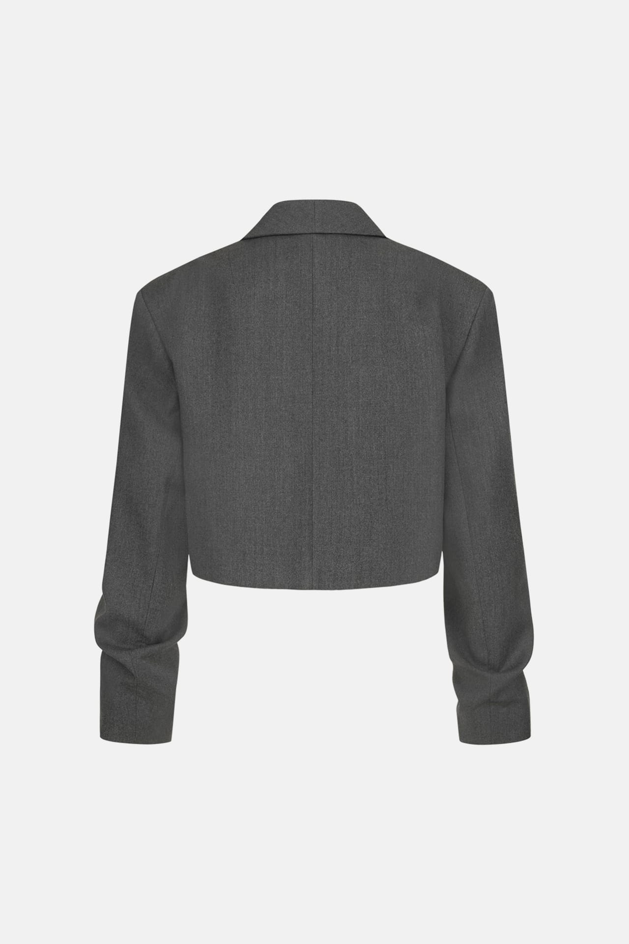 Zoom in - Blazer crop en laine avec fronces sur la manch Blazer crop en laine avec fronces sur la manch - Photo 2